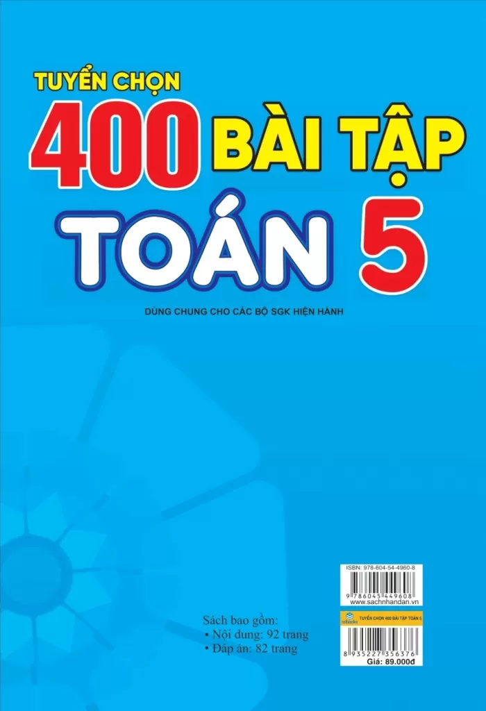TUYỂN CHỌN 400 BÀI TẬP TOÁN LỚP 5 (Biên soạn theo chương trình GDPT mới, Dùng chung cho các bộ SGK hiện hành)